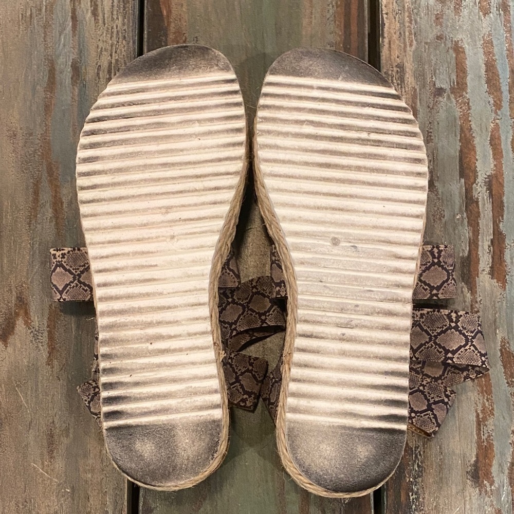 Steve Madden Kimmie Platform Cork Sandals Espadrilles Elastic Snakeskin Print 7 - Picture 7 of 11